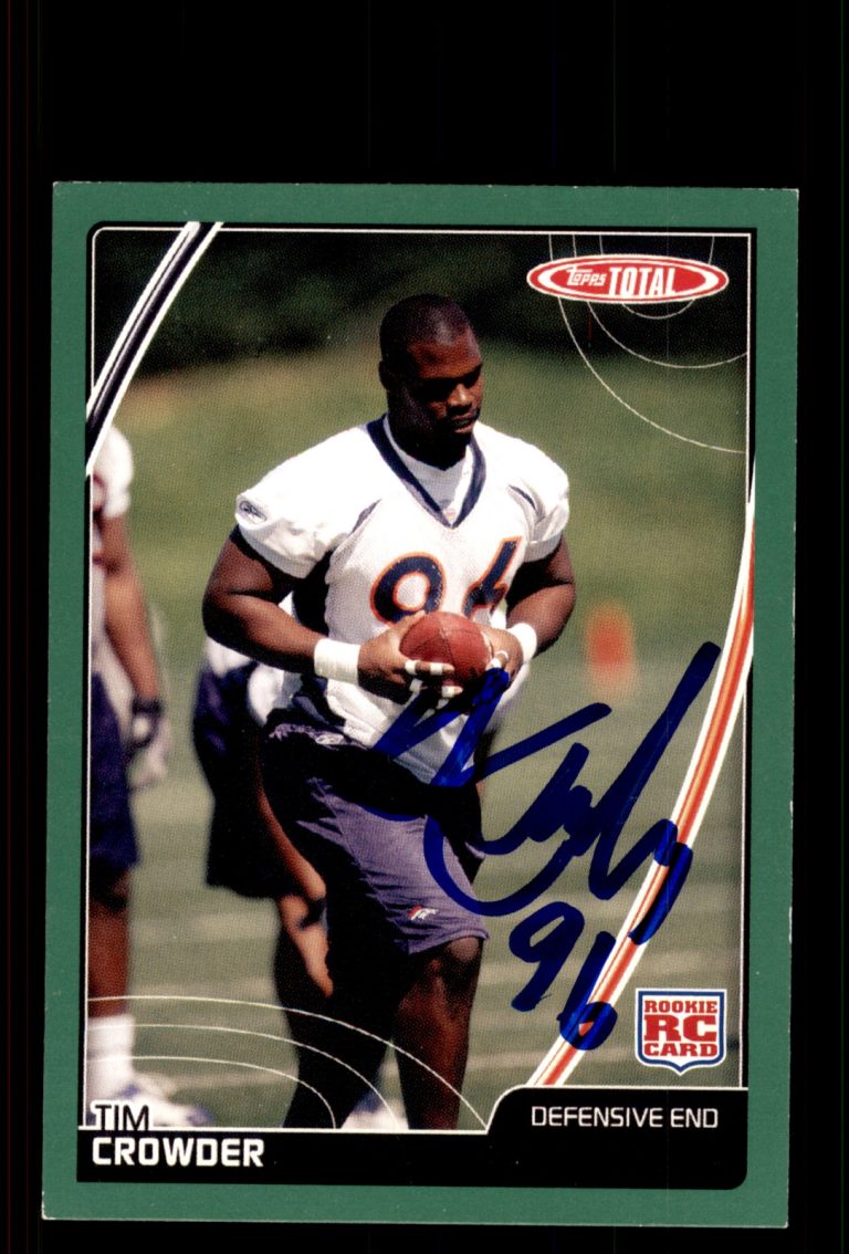 Signed Football Card Auto Tim Crowder 2007 Topps Total #516 Denver Broncos