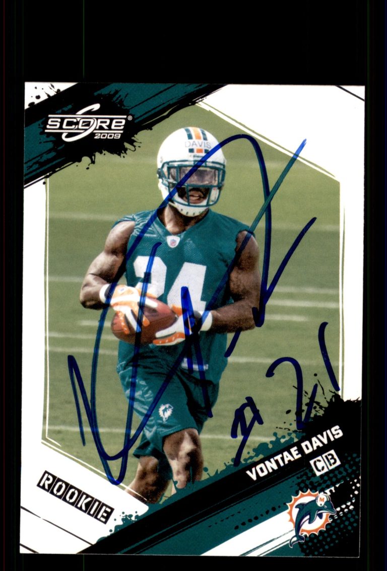 Signed Football Card Auto Vontae Davis 2009 Score #400 Miami Dolphins