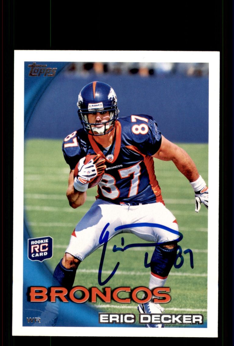 Signed Football Card Auto Eric Decker 2010 Topps #258 Denver Broncos