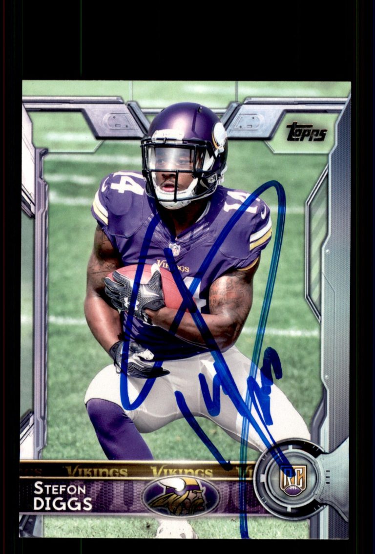 Signed Football Card Auto Stefon Diggs 2015 Topps #452 Minnesota Vikings