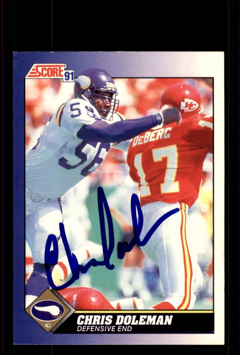 Signed Football Card Auto Chris Doleman 1991 Score #56 Minnesota Vikings