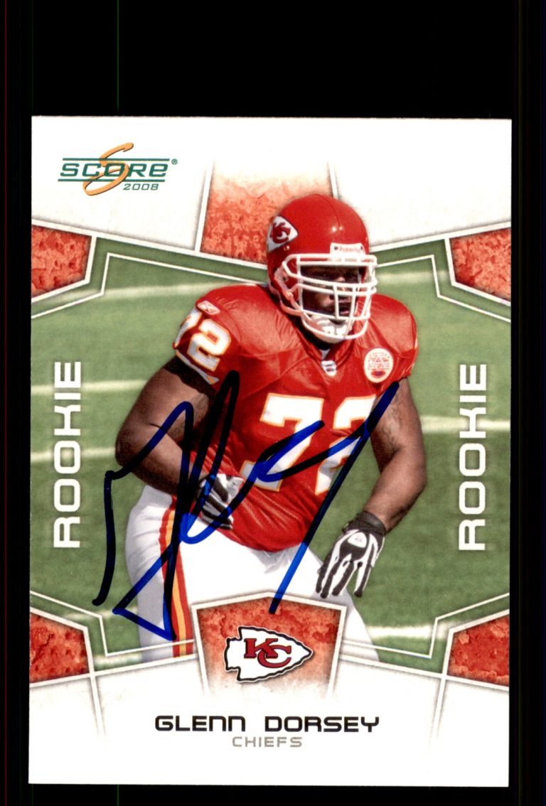 Signed Football Card Auto Glenn Dorsey 2008 Score #335 Kansas City Chiefs
