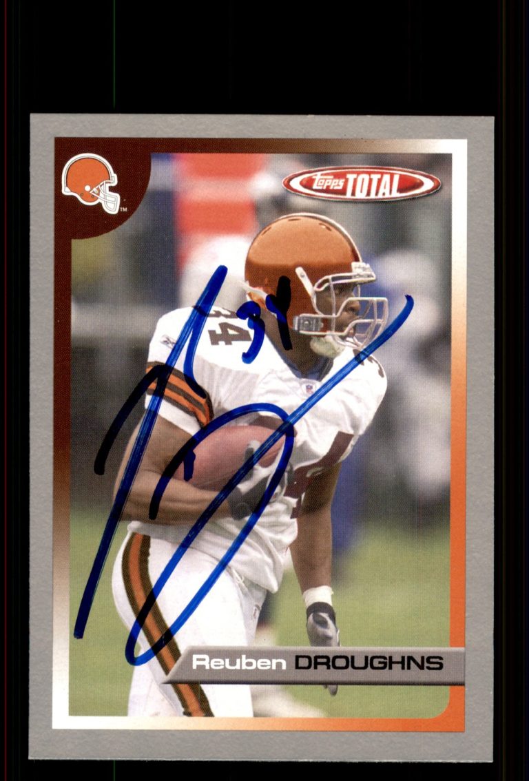 Signed Football Card Auto Reuben Droughns 2005 Topps Total #185 Cleveland Browns