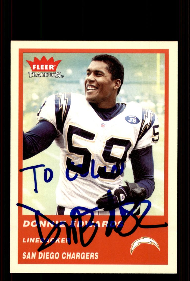 Signed Football Card Auto Donnie Edwards 2004 Fleer Tradition #316 Chargers