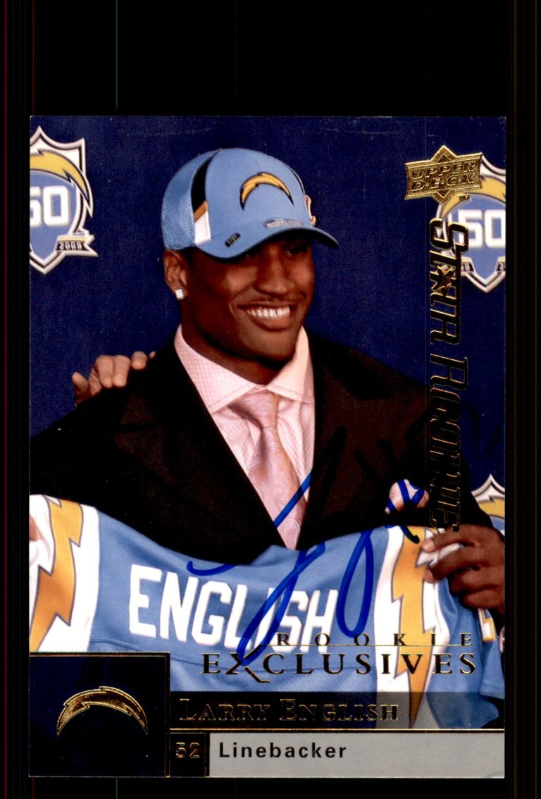 Signed Football Card Auto Larry English 2009 Upper Deck Rookie Exclusives #18