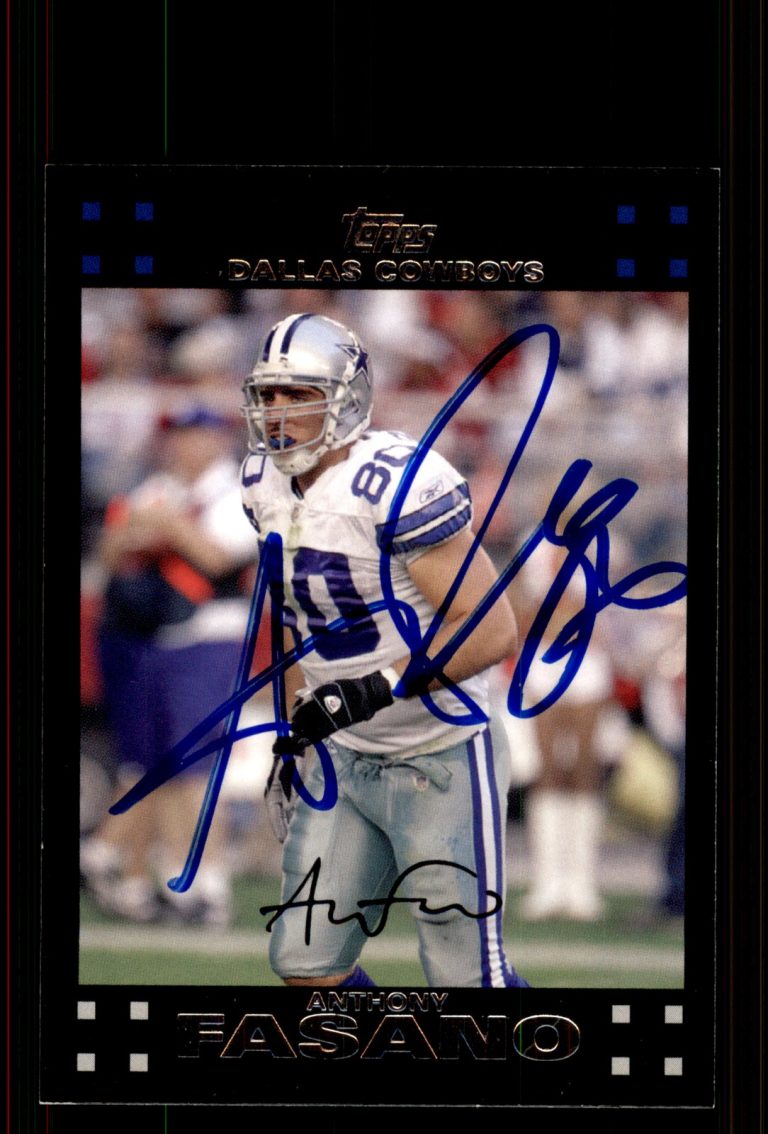 Signed Football Card Auto Anthony Fasano 2007 Topps #218 Dallas Cowboys