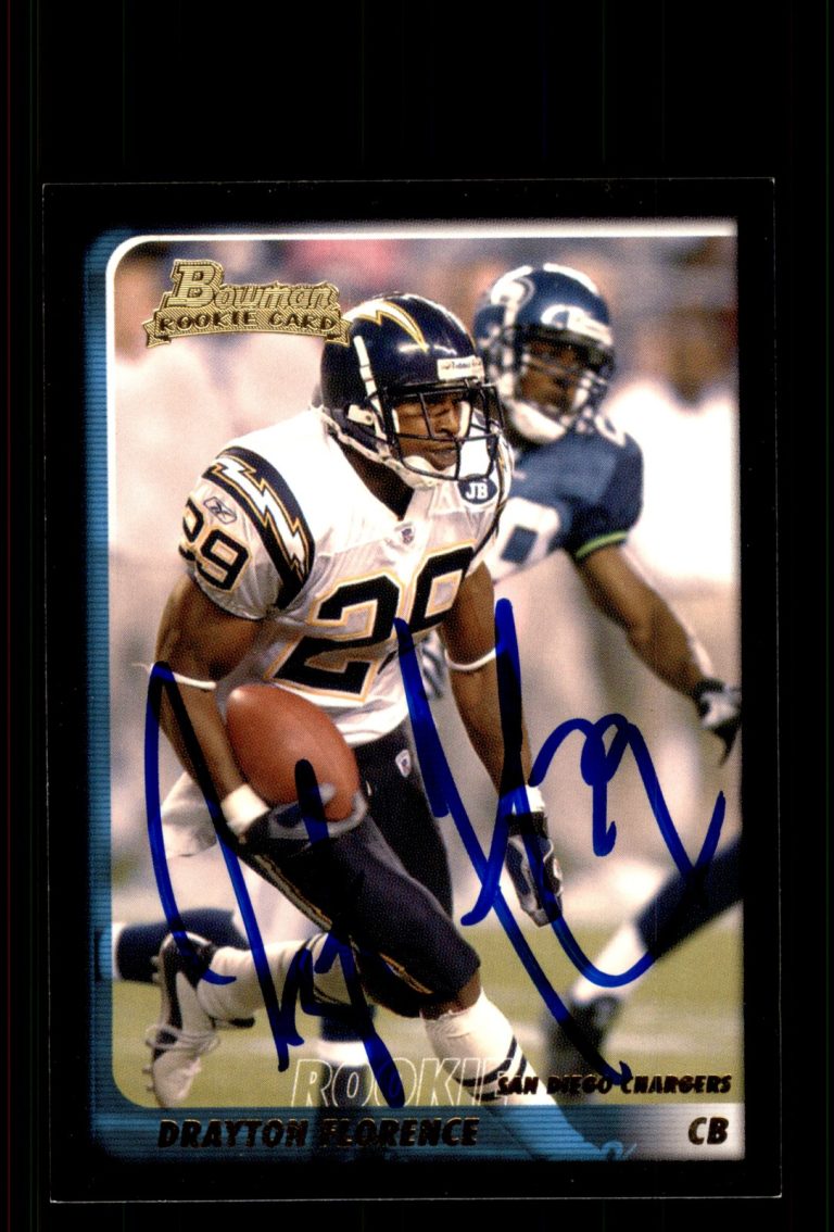 Signed Football Card Auto Drayton Florence 2003 Bowman #217 San Diego Chargers