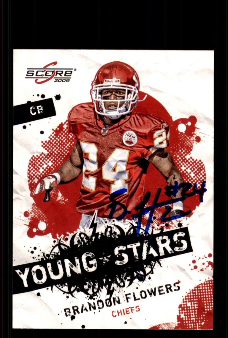 Signed Football Card Auto Brandon Flowers 2009 Score #3 Kansas City Chiefs