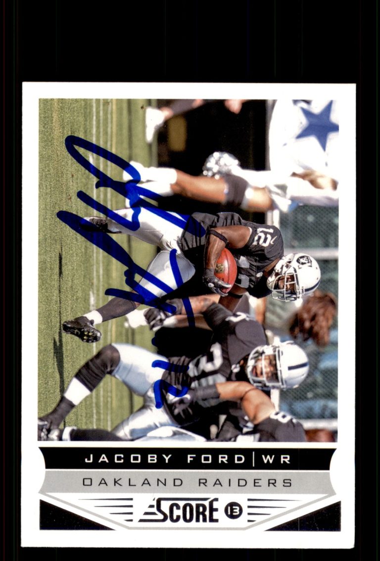 Signed Football Card Auto Jacoby Ford 2013 Score #155 Oakland Raiders