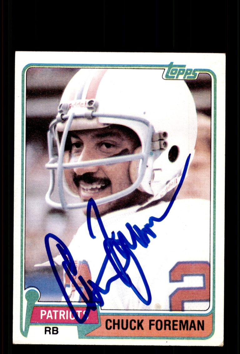 Signed Football Card Auto Chuck Foreman 1981 Topps #119 New England Patriots