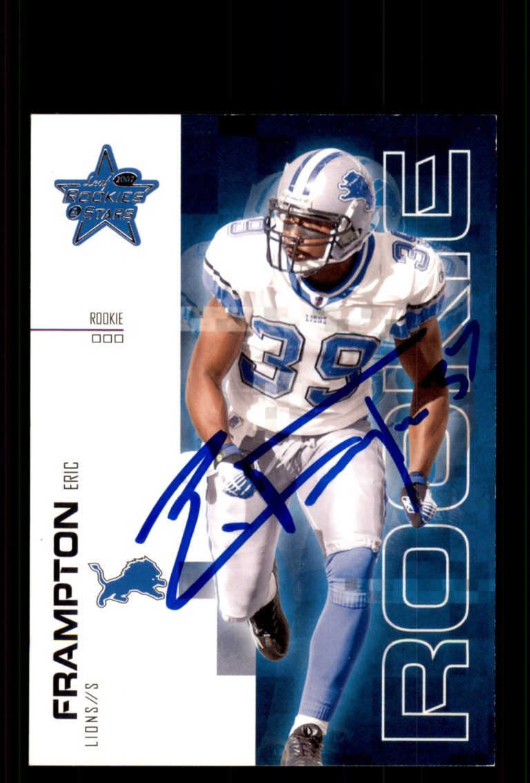Signed Football Card Auto Eric Frampton 2007 Leaf Rookies & Stars #140 Lions