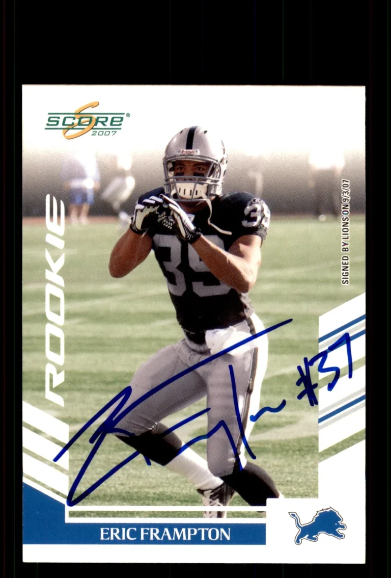 Signed Football Card Auto Eric Frampton 2007 Score #318 Detroit Lions
