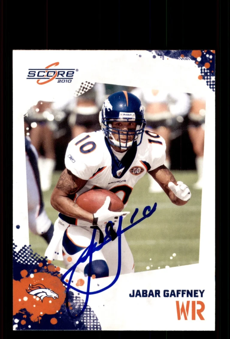 Signed Football Card Auto Jabar Gaffney 2010 Score #89 Denver Broncos