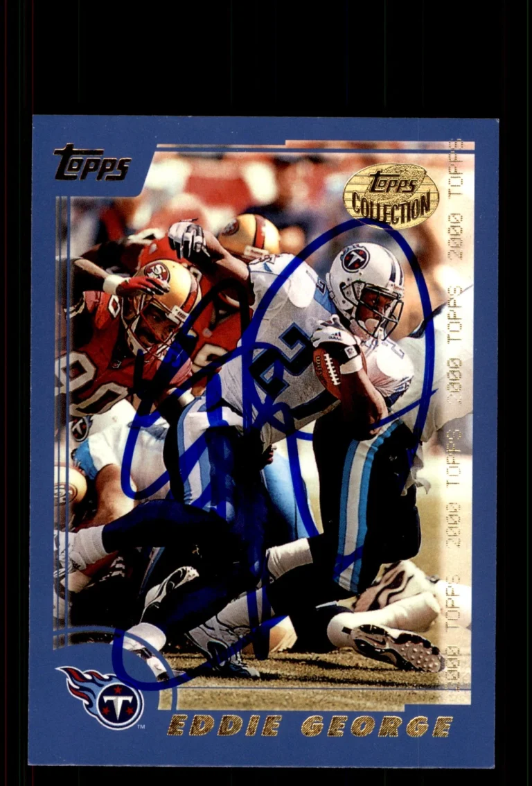 Signed Football Card Auto Eddie George 2000 Topps Collection #160 Titans