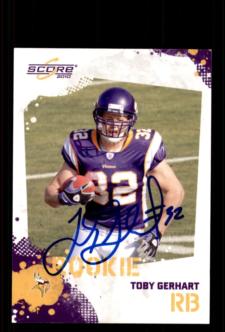 Signed Football Card Auto Toby Gerhart 2010 Score #397 Minnesota Vikings