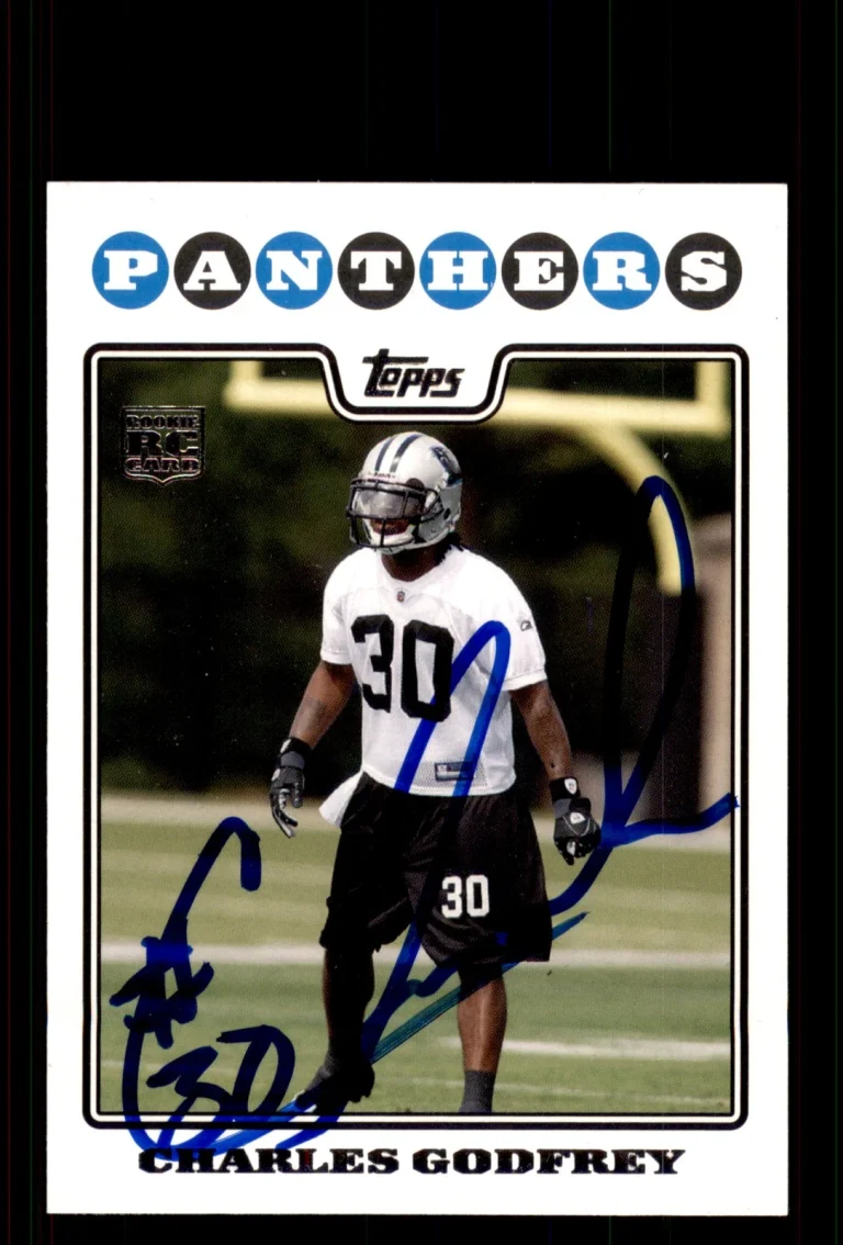 Signed Football Card Auto Charles Godfrey 2008 Topps #438 Carolina Panthers