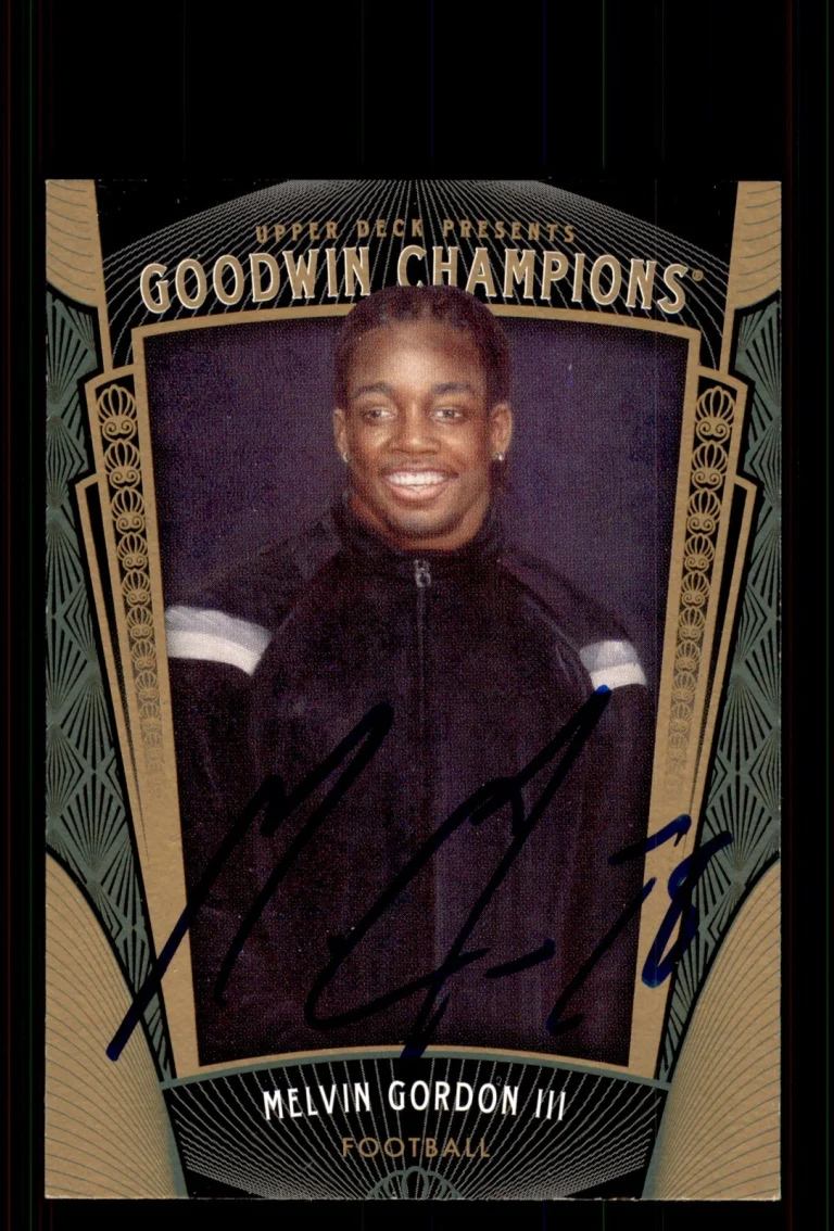 Signed Football Card Auto Melvin Gordon III 2015 Upper Deck Goodwin Champ. #74