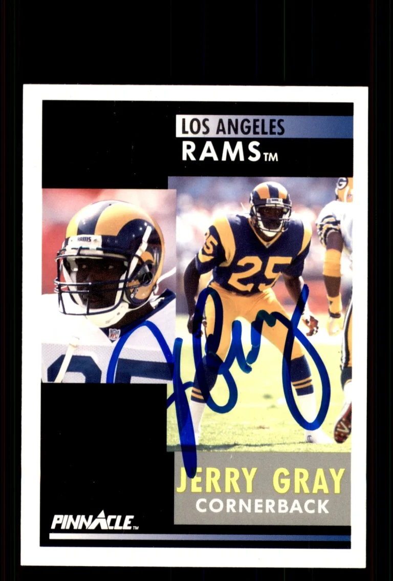Signed Football Card Auto Jerry Gray 1991 Pinnacle #46 Los Angeles Rams