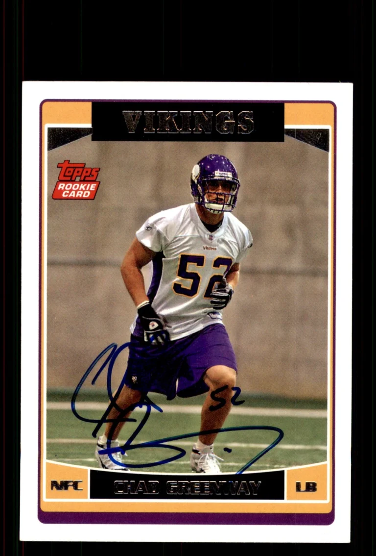 Signed Football Card Auto Chad Greenway 2006 Topps #357 Minnesota Vikings