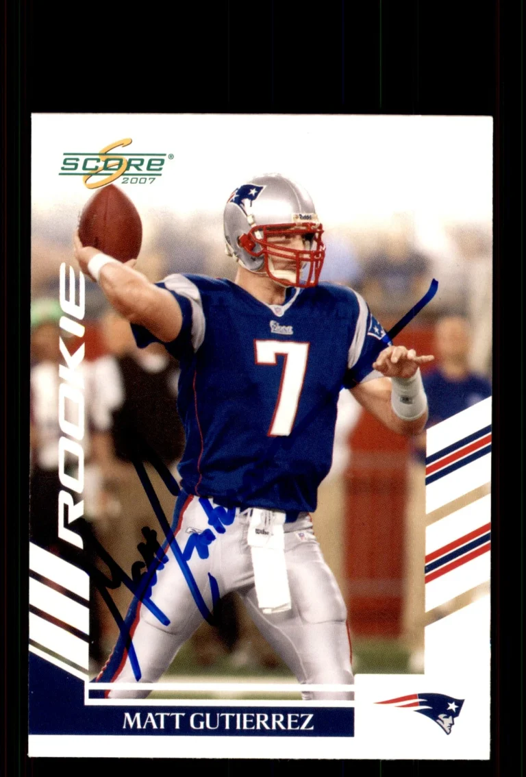 Signed Football Card Auto Matt Gutierrez 2007 Score #432 New England Patriots