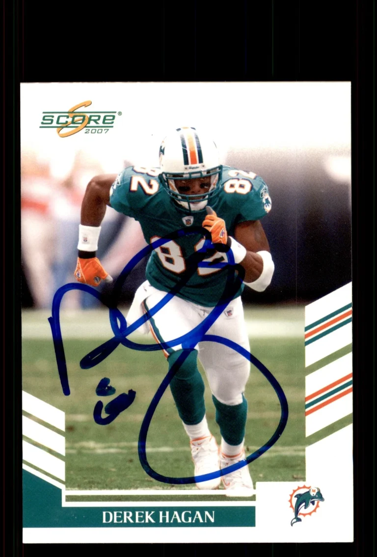 Signed Football Card Auto Derek Hagan 2007 Score #149 Miami Dolphins