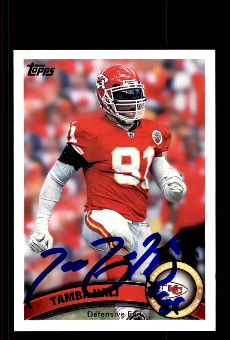 Signed Football Card Auto Tamba Hali 2011 Topps #293 Kansas City Chiefs