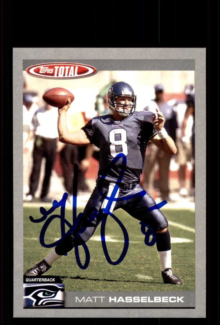 Signed Football Card Auto Matt Hasselbeck 2004 Topps Total #205 Seahawks Silver