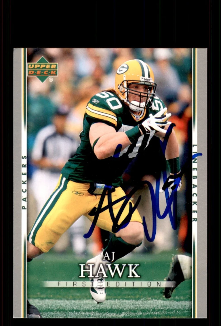 Signed Football Card Auto A.J. Hawk 2007 Upper Deck First Edition #36 Packers