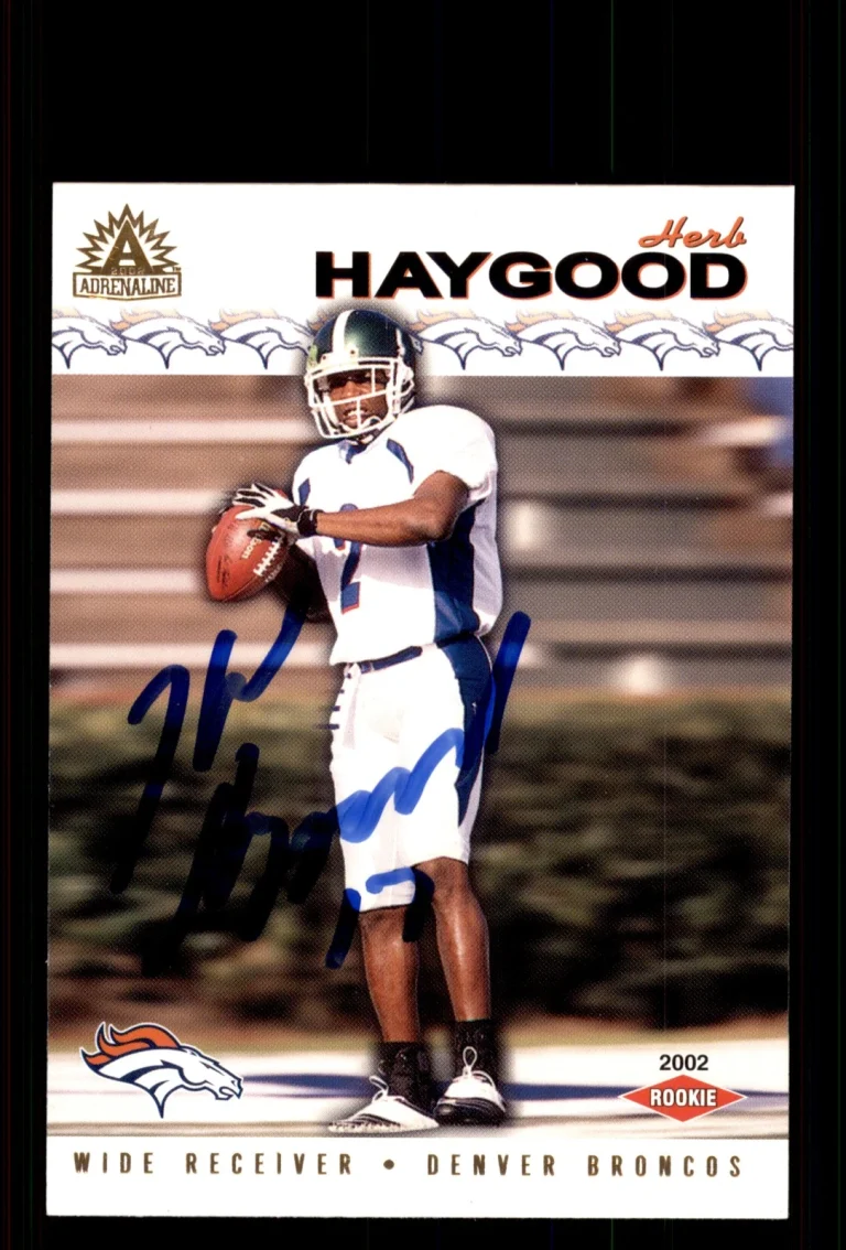 Signed Football Card Auto Herb Haygood 2002 Pacific Adrenaline #85 Broncos