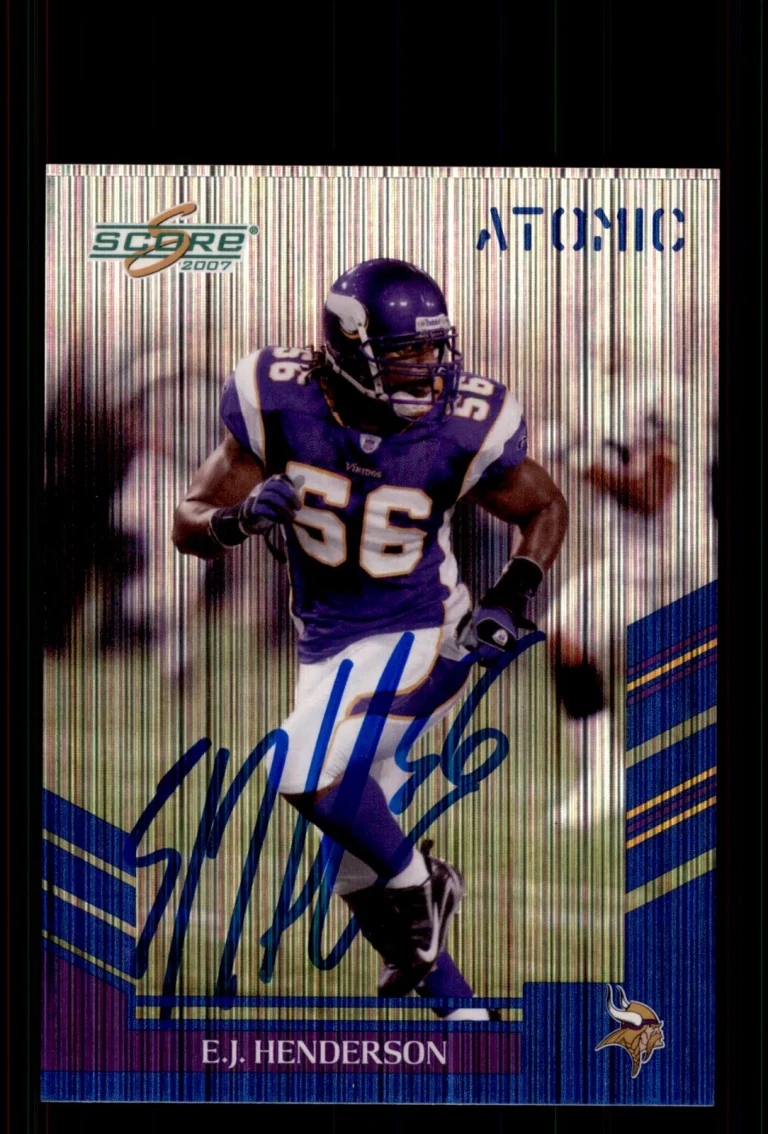 Signed Football Card Auto E.J. Henderson 2007 Score #68 Minnesota Vikings