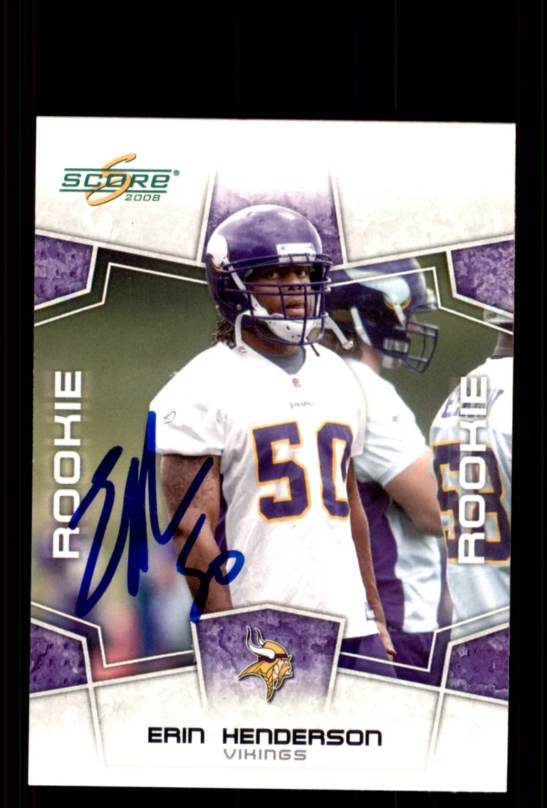 Signed Football Card Auto Erin Henderson 2008 Score #439 Minnesota Vikings