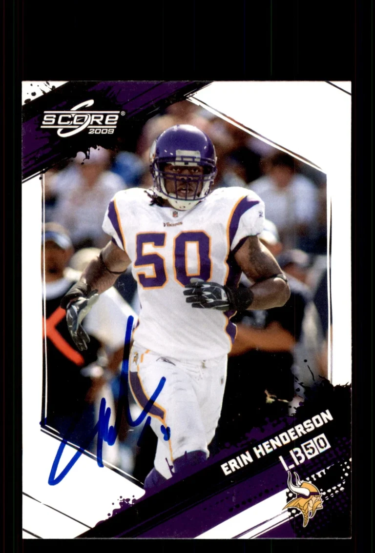 Signed Football Card Auto Erin Henderson 2009 Score #165 Minnesota Vikings