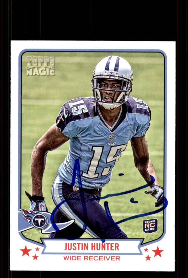 Signed Football Card Auto Justin Hunter 2013 Topps Magic #155 Tennessee Titans