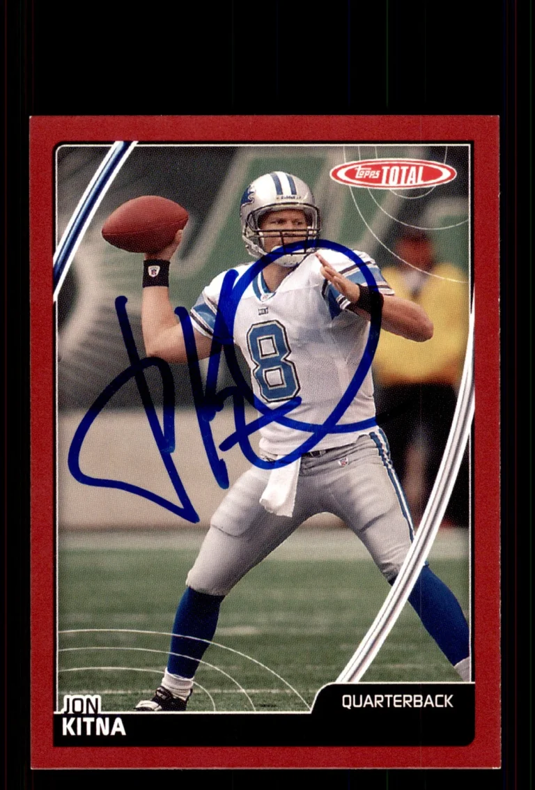 Signed Football Card Auto Jon Kitna 2007 Topps Total #37 Detroit Lions