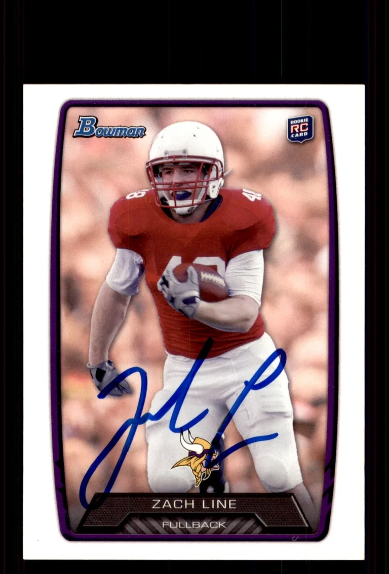 Signed Football Card Auto Zach Line 2013 Bowman #129 Minnesota Vikings