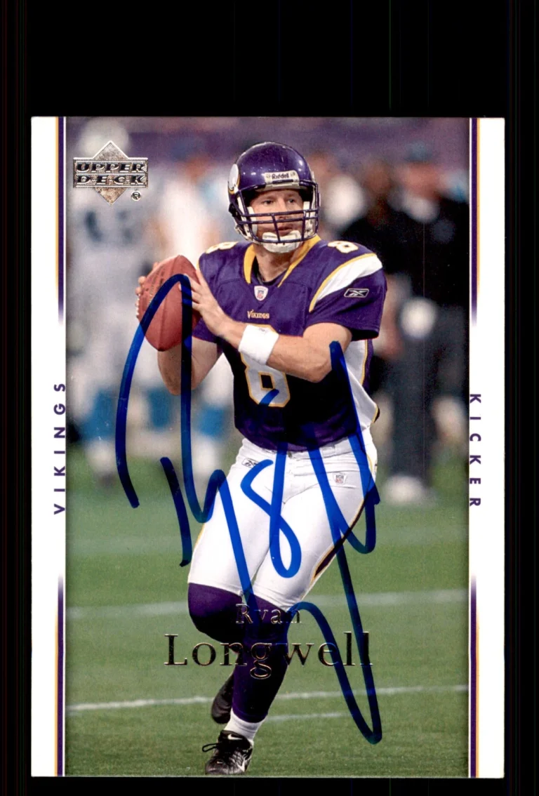 Signed Football Card Auto Ryan Longwell 2007 Upper Deck #103 Minnesota Vikings