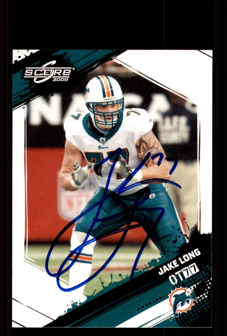 Signed Football Card Auto Jake Long 2009 Score #157 Miami Dolphins