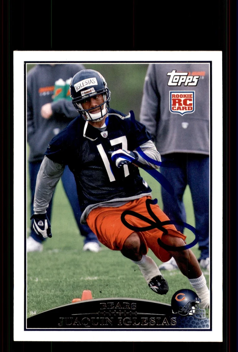 Signed Football Card Auto Juaquin Iglesias 2009 Topps #388 Chicago Bears
