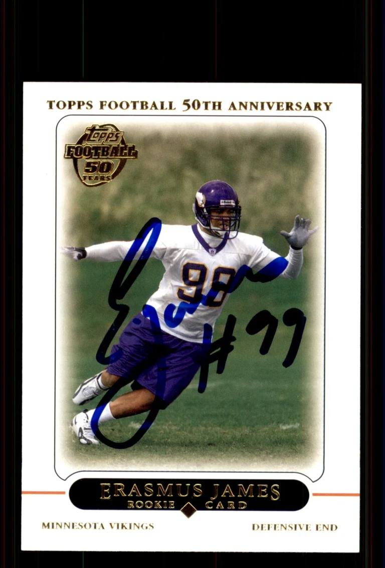 Signed Football Card Auto Erasmus James 2005 Topps #390 Minnesota Vikings