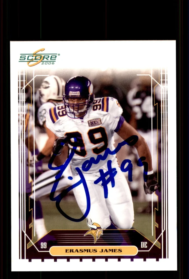 Signed Football Card Auto Erasmus James 2006 Score #156 Minnesota Vikings