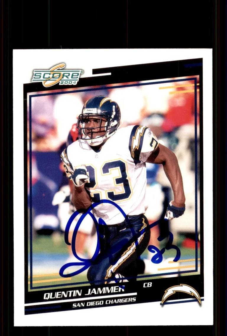 Signed Football Card Auto Quentin Jammer 2004 Score #266 San Diego Chargers