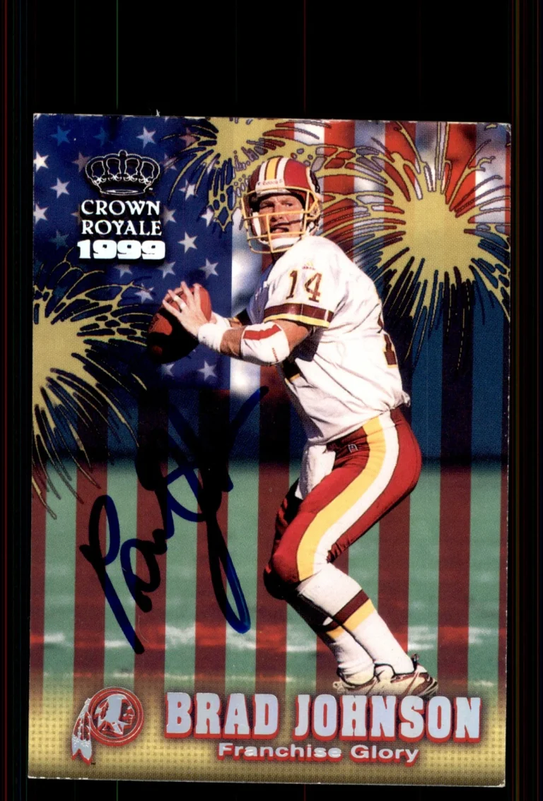 Signed Football Card Auto Brad Johnson 1999 Pacific Crown Royale #25 Redskins