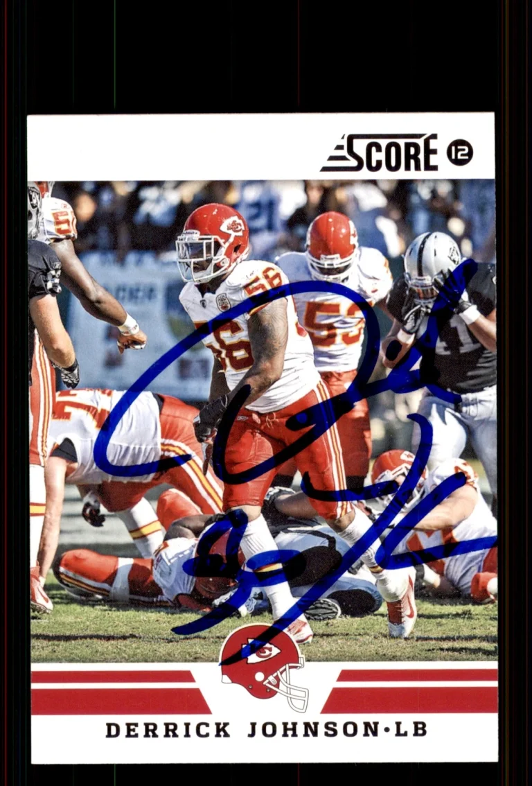 Signed Football Card Auto Derrick Johnson 2012 Score #244 Kansas City Chiefs