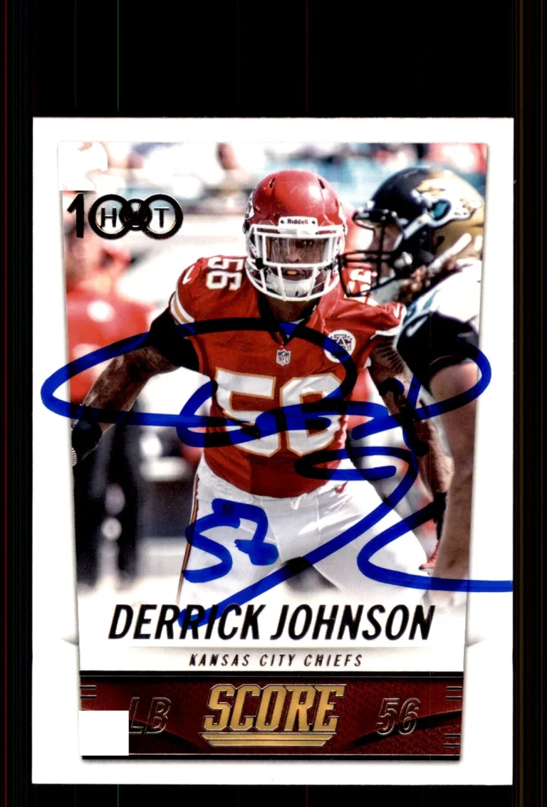 Signed Football Card Auto Derrick Johnson 2014 Score #298 Kansas City Chiefs