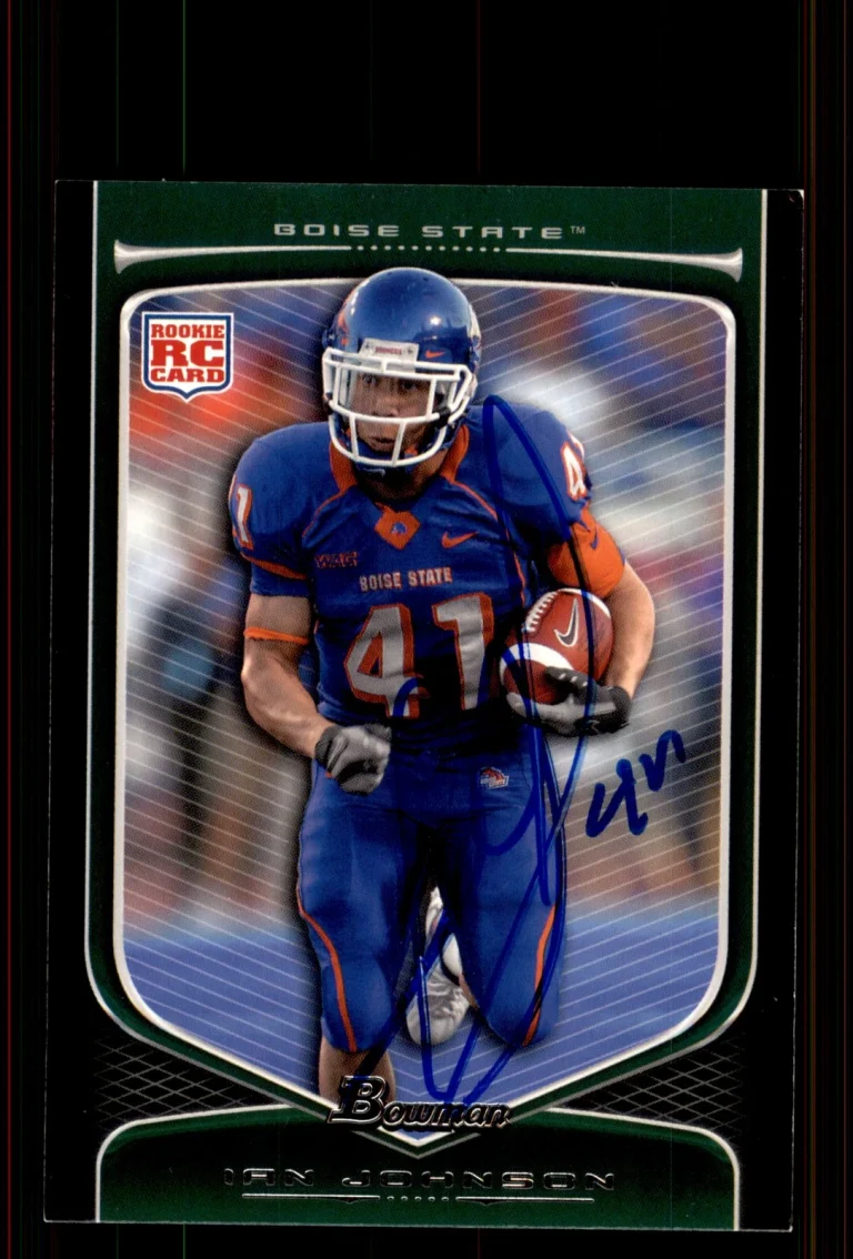 Signed Football Card Auto Ian Johnson 2009 Bowman Draft #203 Boise State