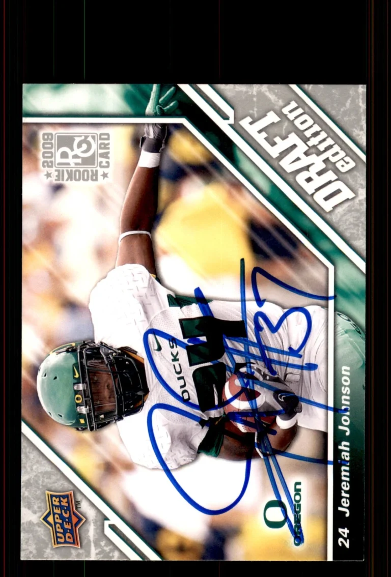 Signed Football Card Auto Jeremiah Johnson 2009 Upper Deck Draft #128 Oregon