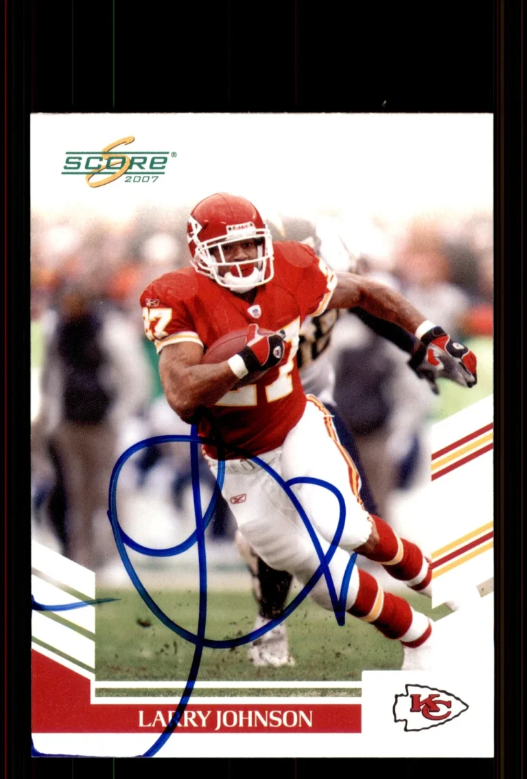 Signed Football Card Auto Larry Johnson 2007 Score #259 Kansas City Chiefs