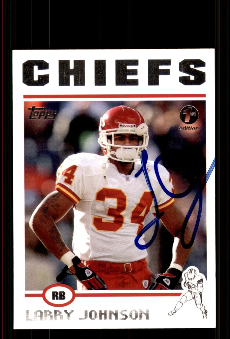 Signed Football Card Auto Larry Johnson 2004 Topps #174 Kansas City Chiefs