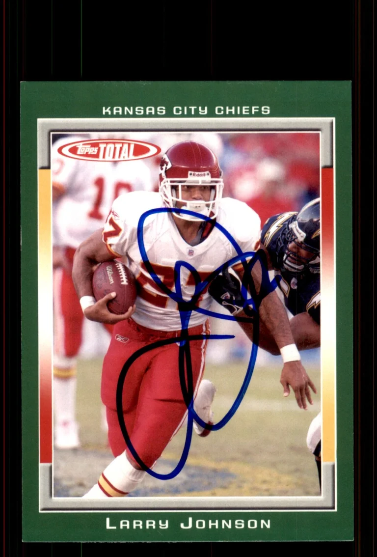 Signed Football Card Auto Larry Johnson 2006 Topps Total #215 Kansas City Chiefs
