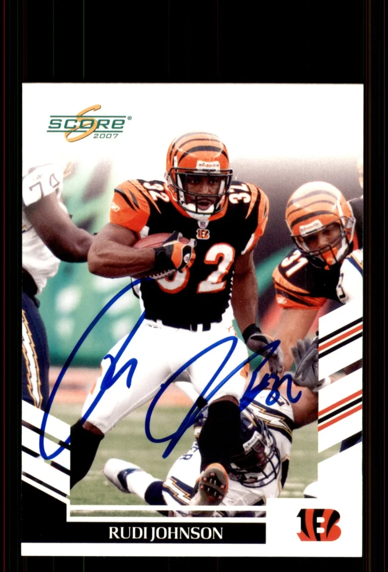Signed Football Card Auto Rudi Johnson 2007 Score #187 Cincinnati Bengals